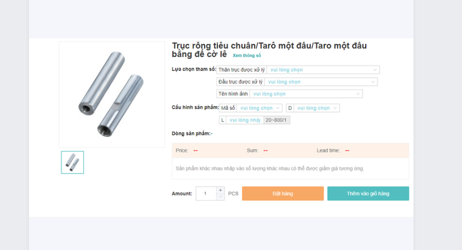 TRỤC RỖNG TIÊU CHUẨN, TARO MỘT ĐẦU BẰNG ĐẾ CỜ LÊ