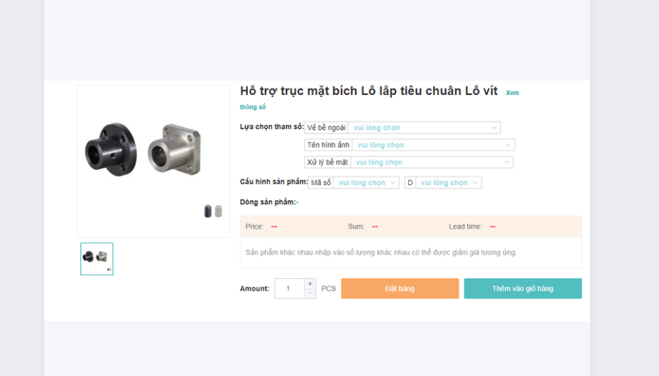 HỖ TRỢ TRỤC MẶT BÍCH LỖ LẮP TIÊU CHUẨN LỖ VÍT