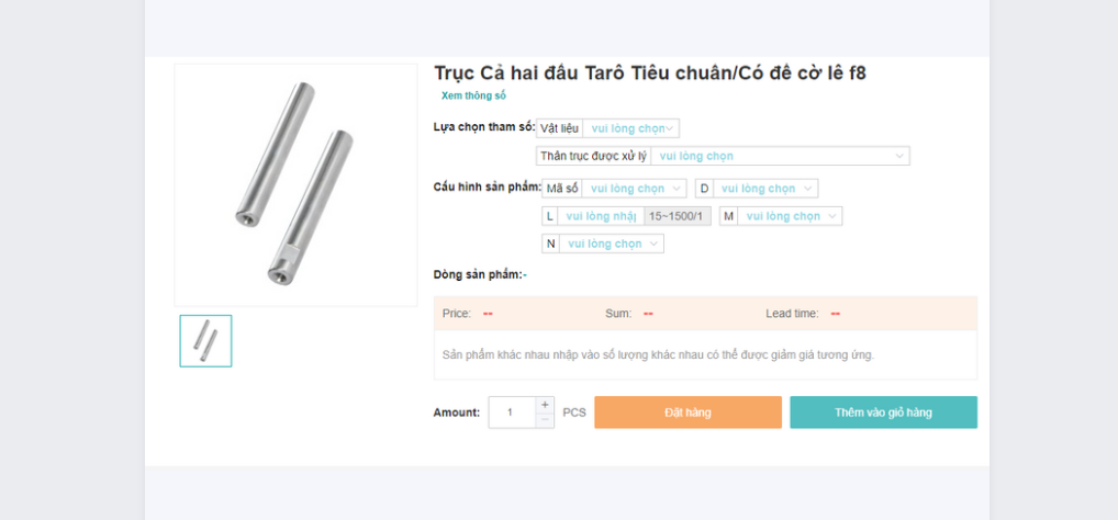 TRỤC CẢ HAI ĐẦU TARO TIÊU CHUẨN, CÓ ĐẾ CỜ LÊ F8