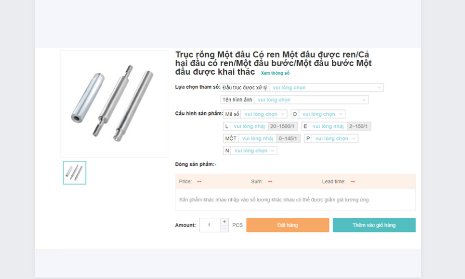 TRỤC RỖNG MỘT ĐẦU CÓ REN/ CẢ HAI ĐẦU CÓ REN/ MỘT ĐẦU CÓ BƯỚC/ MỘT ĐẦU CÓ BƯỚC MỘT ĐẦU CÓ REN