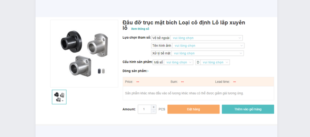 HỖ TRỢ TRỤC MẶT BÍCH ĐÓNG LOẠI CỐ ĐỊNH LỖ LẮP XUYÊN QUA LỖ