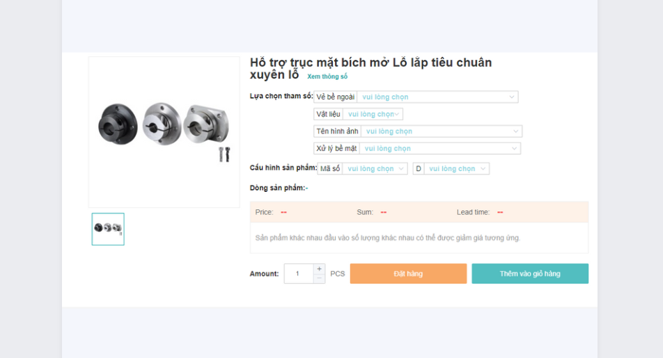 HỖ TRỢ TRỤC MẶT BÍCH MỞ LỖ LẮP TIÊU CHUẨN XUYÊN LỖ