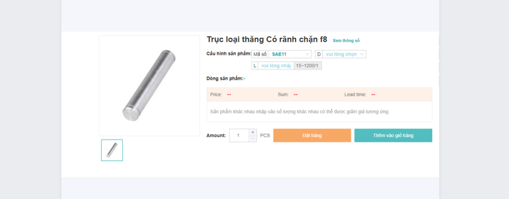 TRỤC LOẠI THẲNG CÓ RÃNH CHẶN F8