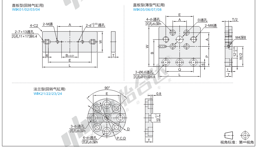 TẤM GẮN XI LANH LOẠI MẶT BÍCH LOẠI THẲNG