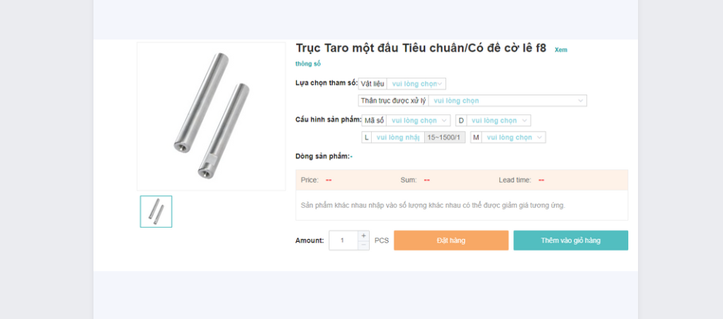TRỤC TARO MỘT ĐẦU TIÊU CHUẨN VỚI ĐẾ CỜ LÊ F8
