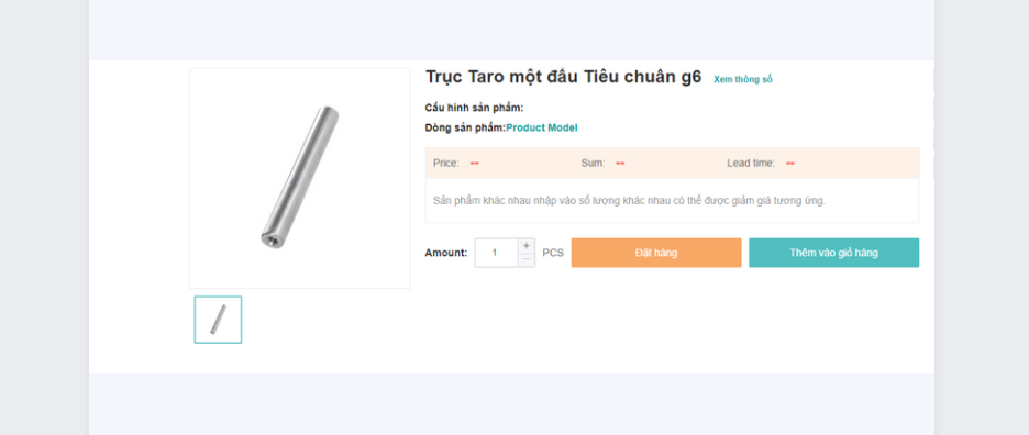 TRỤC TARO MỘT ĐẦU TIÊU CHUẨN G6